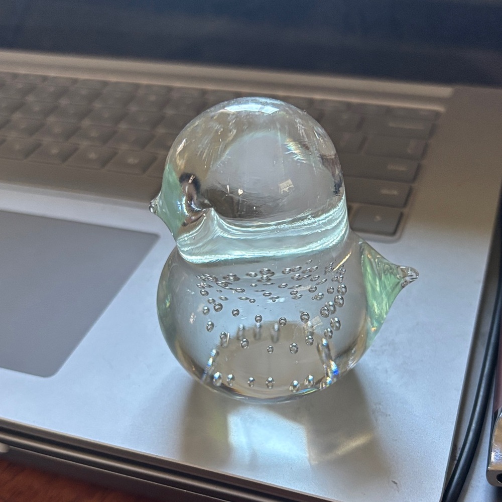 Lefton Glass Bird Paperweight Figurine Clear